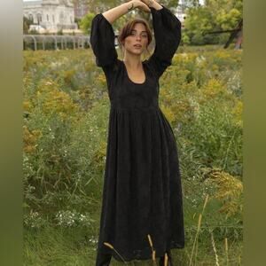 MILLE Leone Celese Maxi Dress Long Sleeve Jacquard Floral XS Boho